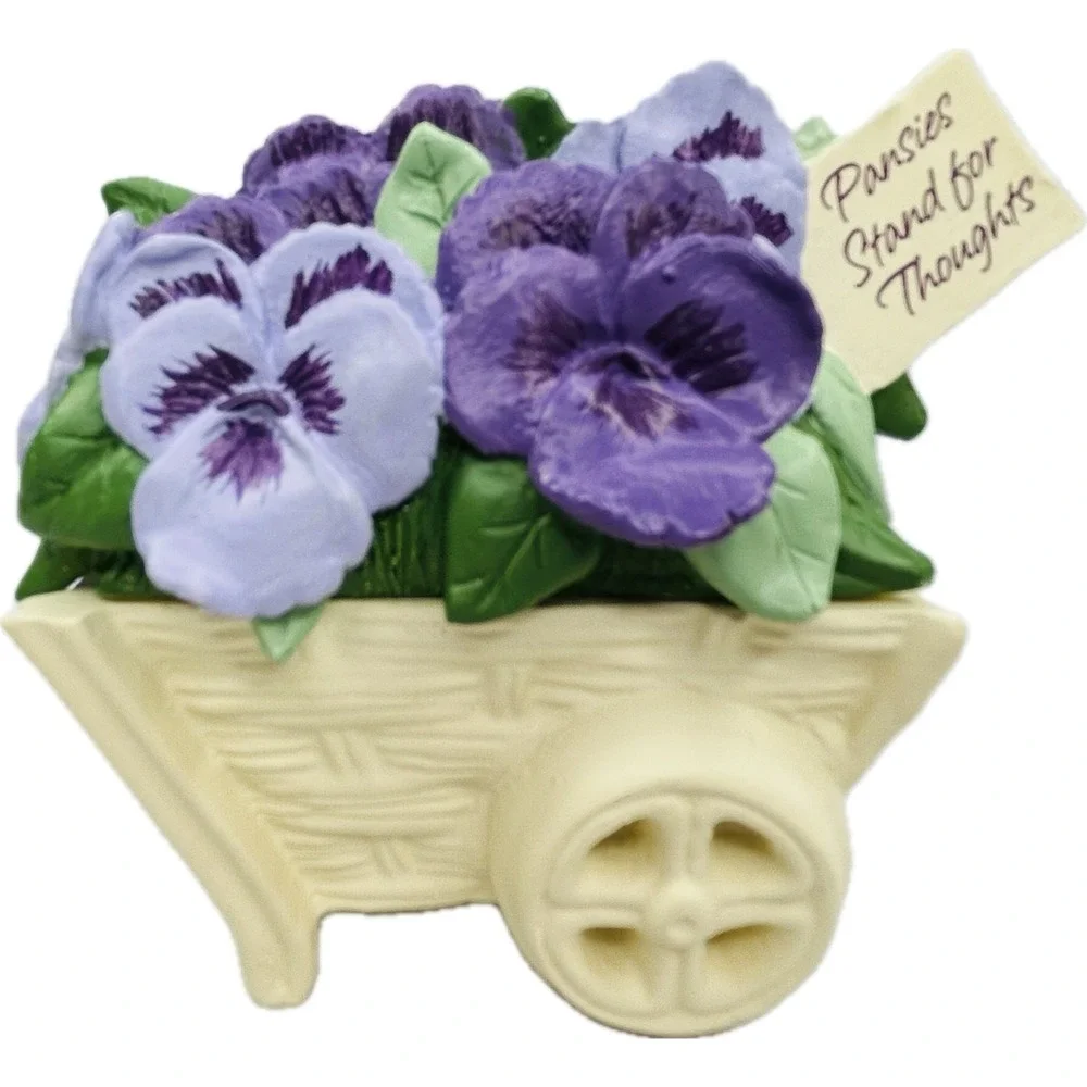 Hallmark‎ PANSY CART 2 pc Trinket Box with Tag